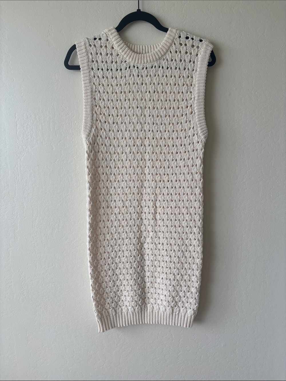 Zara Cream Sleeveless Cable Knit Sweater Dress